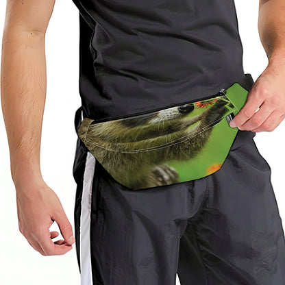Raccoon And Flower Print Fanny Pack