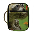 Raccoon And Flower Print Front Pocket Bible Bag