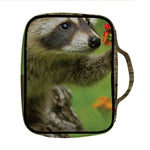 Raccoon And Flower Print Front Pocket Bible Bag