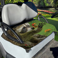 Raccoon And Flower Print Golf Cart Seat Cover