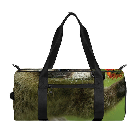 Raccoon And Flower Print Gym Bag