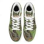 Raccoon And Flower Print High Top Leather Sneakers