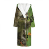 Raccoon And Flower Print Hooded Bathrobe