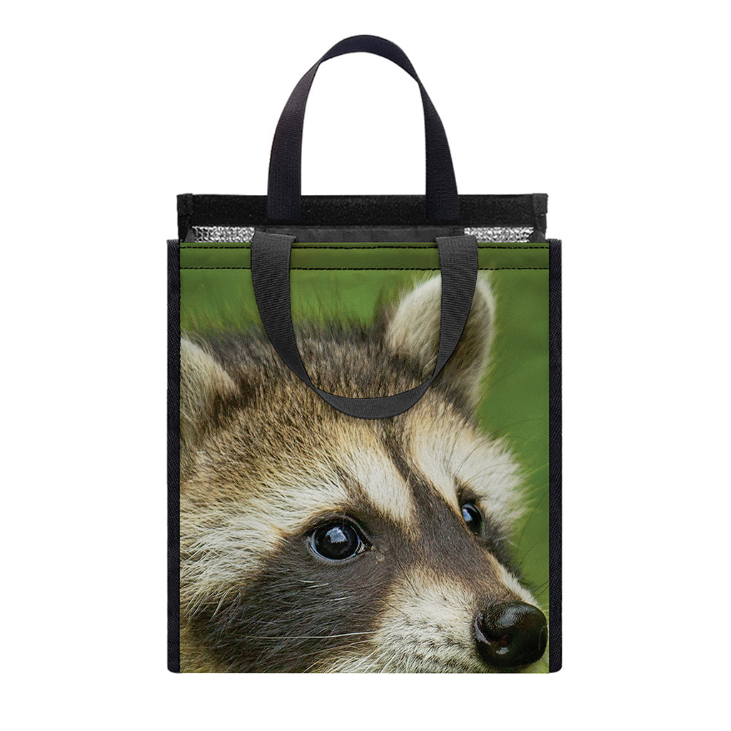 Raccoon And Flower Print Insulated Lunch Tote
