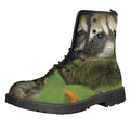 Raccoon And Flower Print Lace-Up Boots