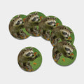 Raccoon And Flower Print Leather Coaster Set