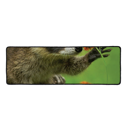 Raccoon And Flower Print Long Kitchen Mat
