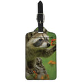 Raccoon And Flower Print Luggage Tag