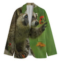 Raccoon And Flower Print Men's Blazer