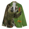 Raccoon And Flower Print Men's Blazer