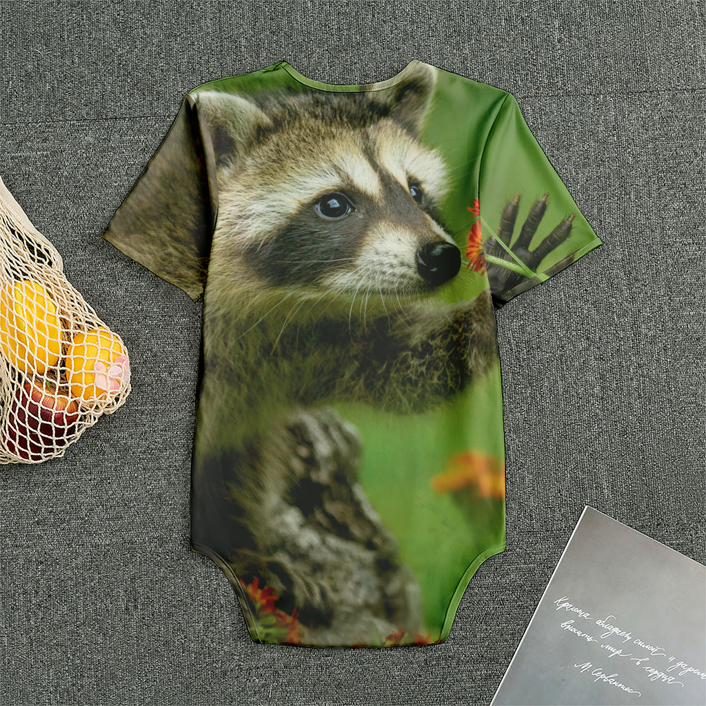 Raccoon And Flower Print Men's Bodysuit