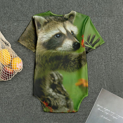 Raccoon And Flower Print Men's Bodysuit