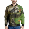 Raccoon And Flower Print Men's Bomber Jacket