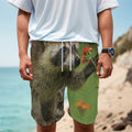 Raccoon And Flower Print Men's Cargo Shorts