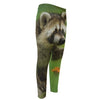 Raccoon And Flower Print Men's Compression Pants