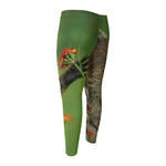 Raccoon And Flower Print Men's Compression Pants