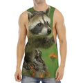 Raccoon And Flower Print Men's Muscle Tank Top