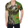 Raccoon And Flower Print Men's Shirt