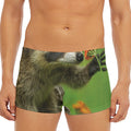 Raccoon And Flower Print Men's Short Boxer Briefs