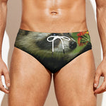 Raccoon And Flower Print Men's Swim Briefs