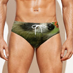 Raccoon And Flower Print Men's Swim Briefs