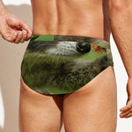 Raccoon And Flower Print Men's Swim Briefs