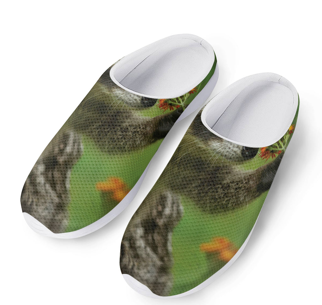 Raccoon And Flower Print Mesh Casual Shoes