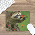 Raccoon And Flower Print Mouse Pad