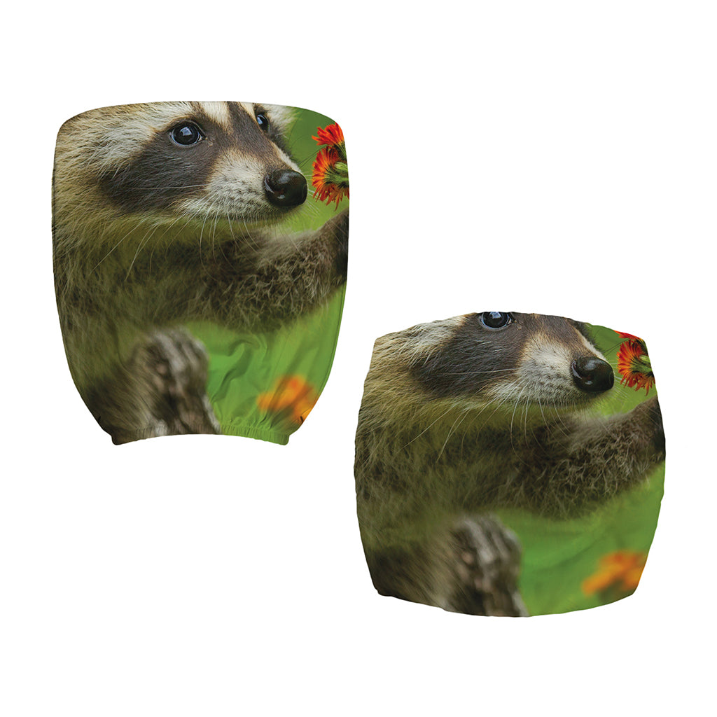 Raccoon And Flower Print Office Chair Cover