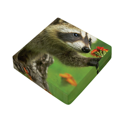 Raccoon And Flower Print Outdoor Seat Cushion Cover