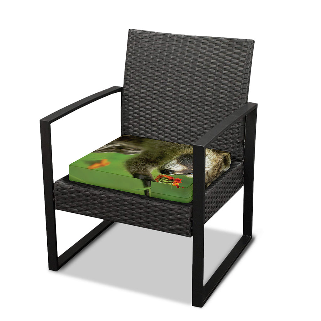 Raccoon And Flower Print Outdoor Seat Cushion Cover