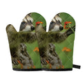 Raccoon And Flower Print Oven Mitts