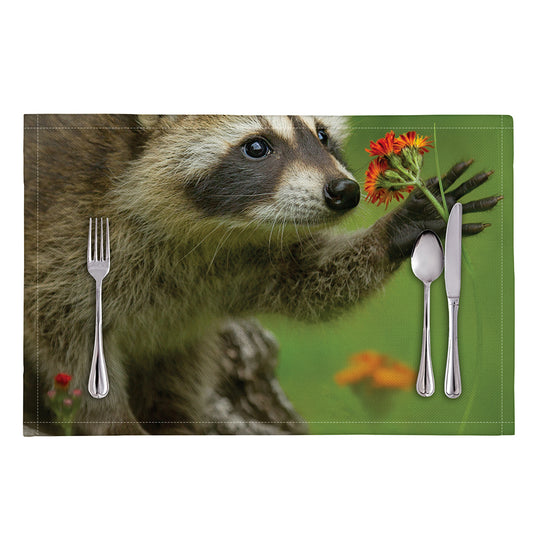 Raccoon And Flower Print Placemat