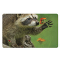 Raccoon And Flower Print Polyester Doormat