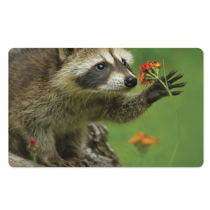 Raccoon And Flower Print Polyester Doormat