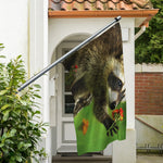 Raccoon And Flower Print Polyester Flag