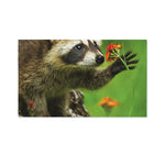 Raccoon And Flower Print Polyester Flag