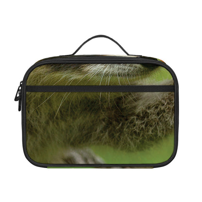 Raccoon And Flower Print Portable Lunch Bag