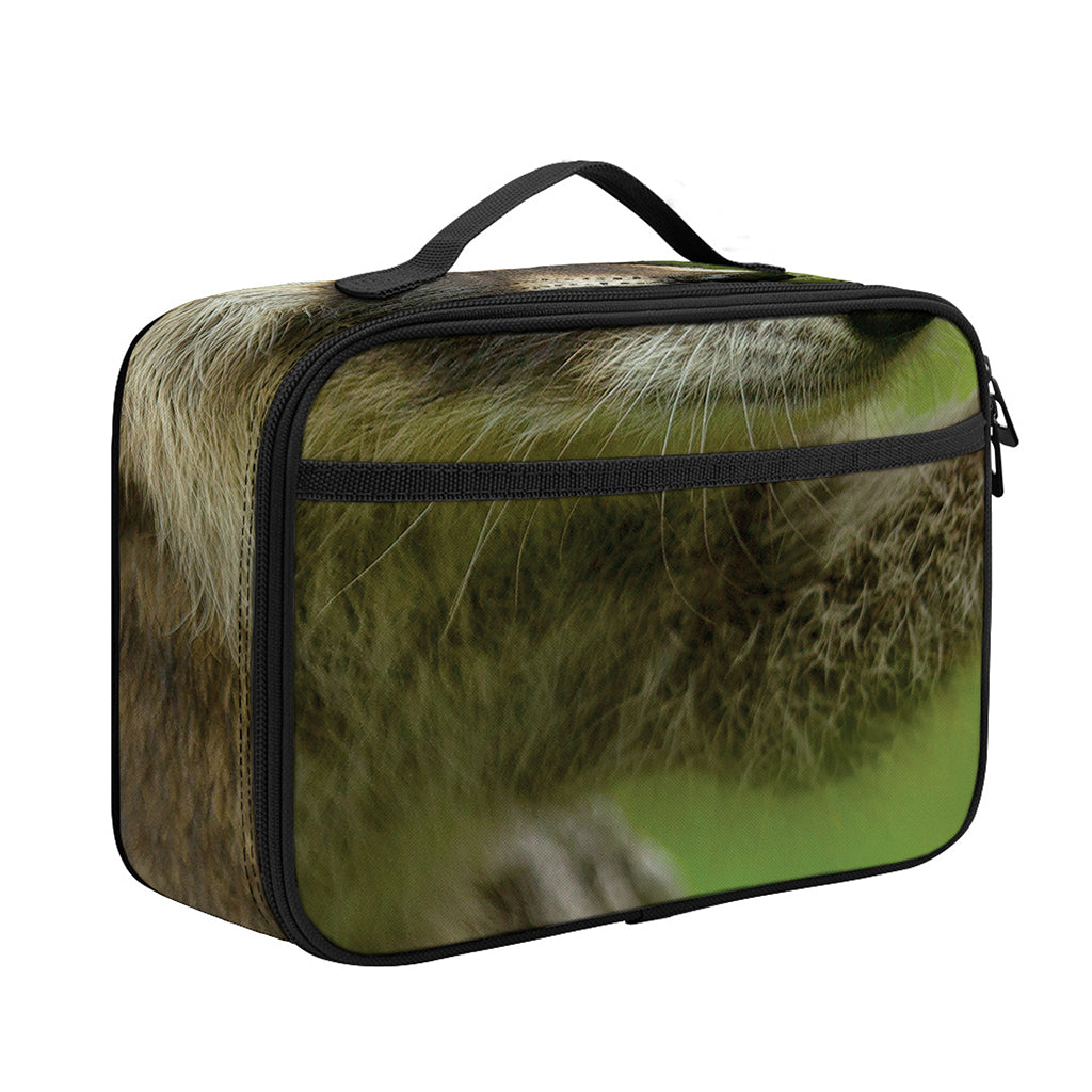 Raccoon And Flower Print Portable Lunch Bag