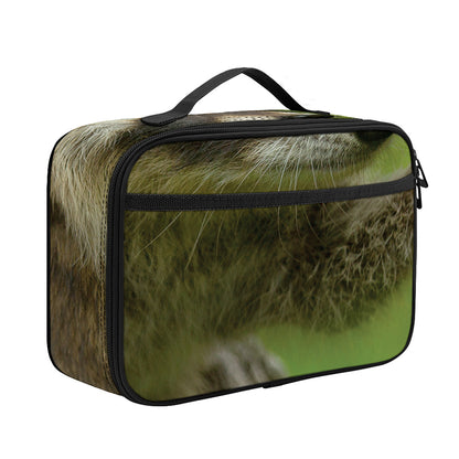 Raccoon And Flower Print Portable Lunch Bag