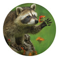 Raccoon And Flower Print Round Blanket