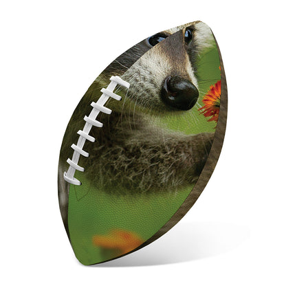 Raccoon And Flower Print Rugby Ball