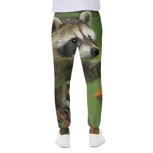 Raccoon And Flower Print Scuba Joggers