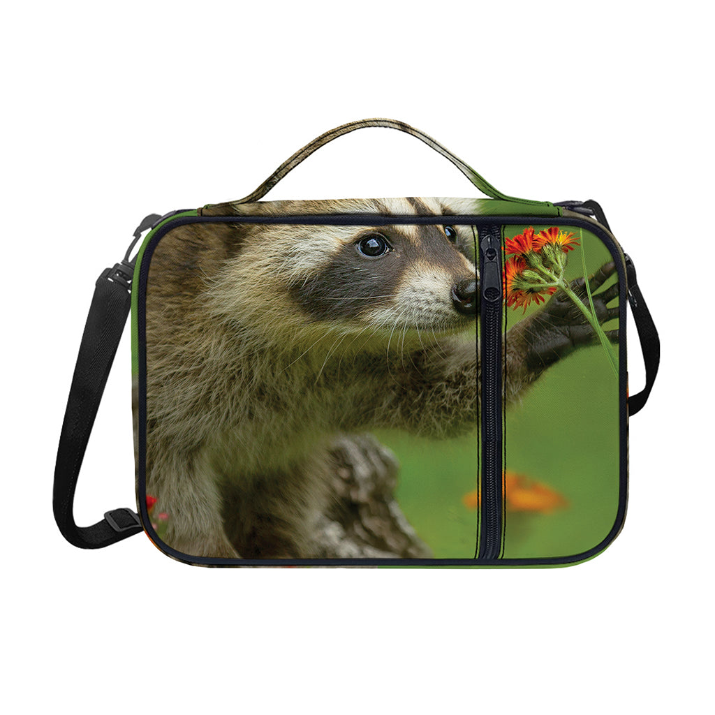 Raccoon And Flower Print Shoulder Strap Bible Bag