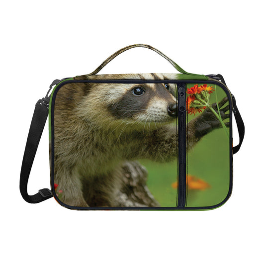 Raccoon And Flower Print Shoulder Strap Bible Bag