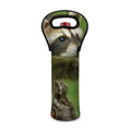 Raccoon And Flower Print Single Neoprene Wine Tote