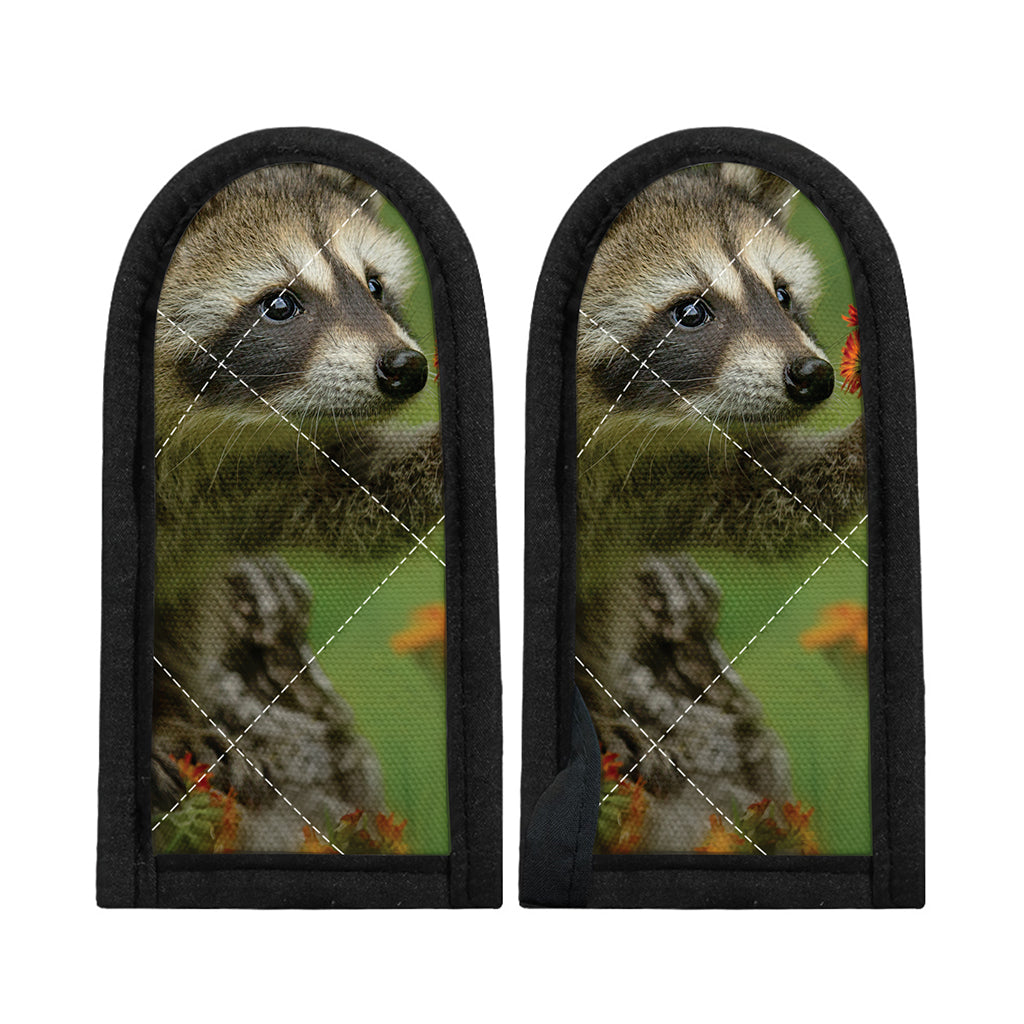 Raccoon And Flower Print Skillet Handle Cover
