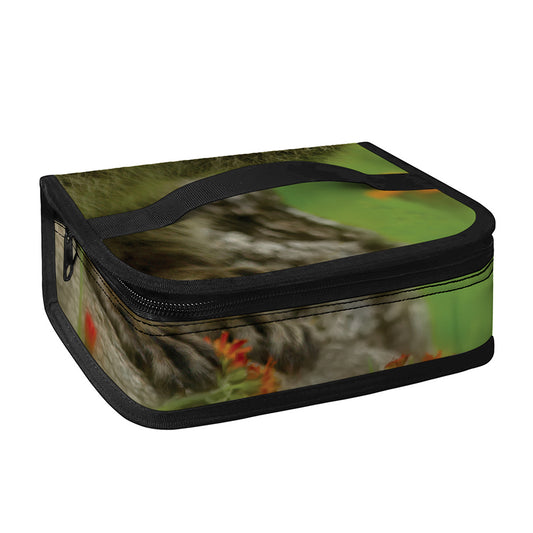 Raccoon And Flower Print Small Lunch Bag