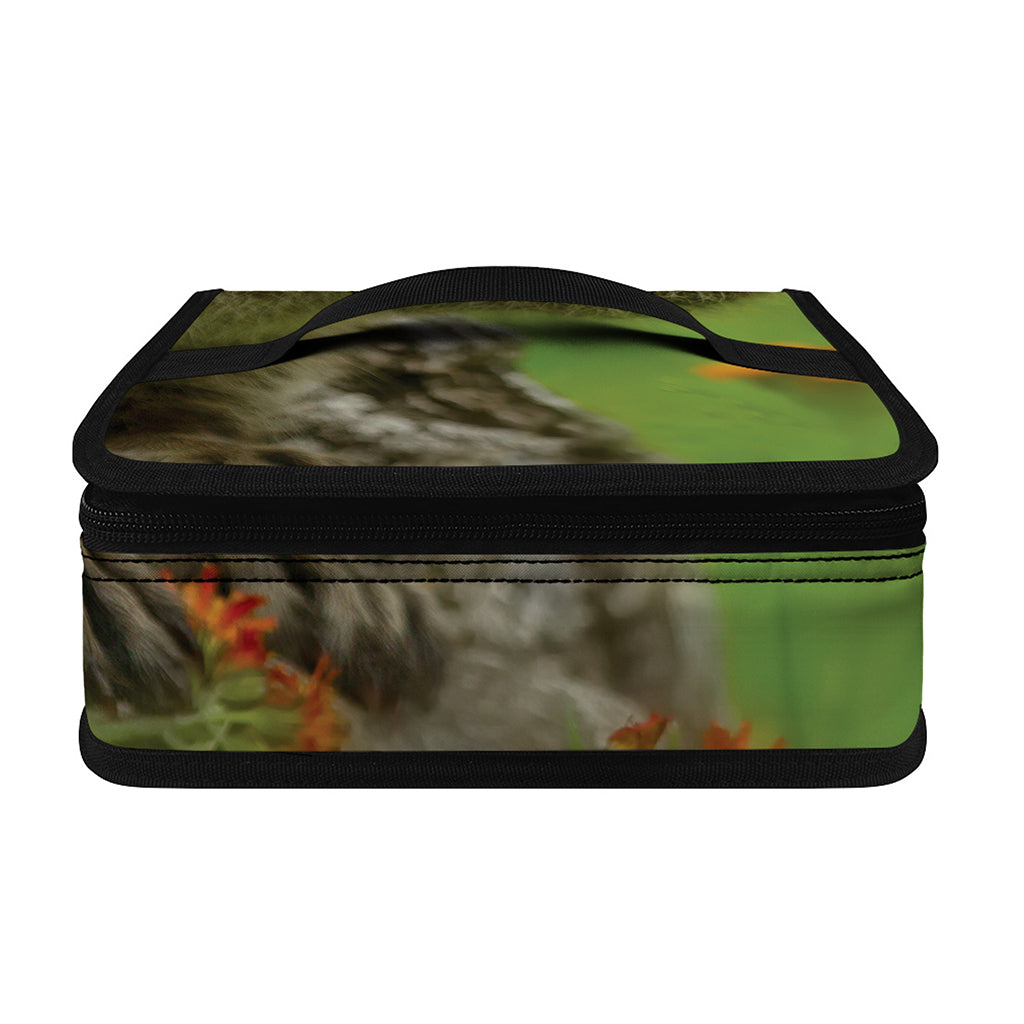 Raccoon And Flower Print Small Lunch Bag