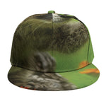 Raccoon And Flower Print Snapback Cap